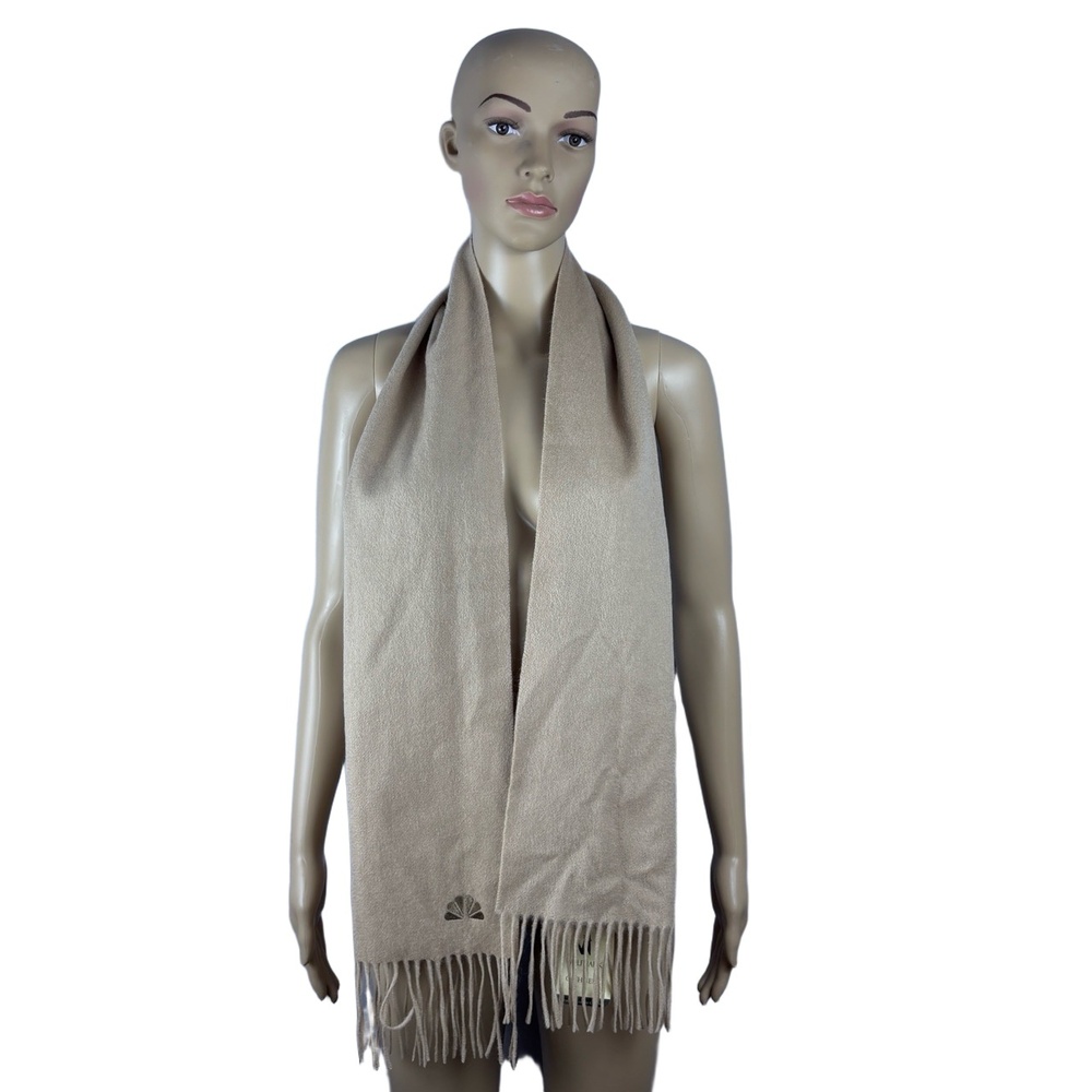 NWT WOLFMARK Scarf Womens Beige Oversized Wrap Fringed Cozy Soft Warm